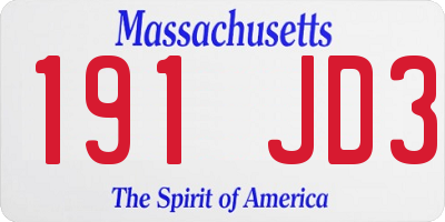MA license plate 191JD3