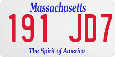 MA license plate 191JD7