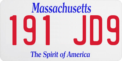 MA license plate 191JD9