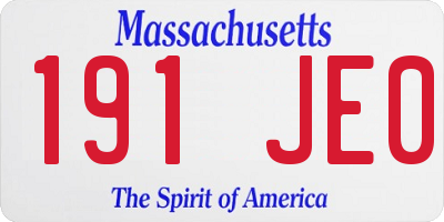 MA license plate 191JE0