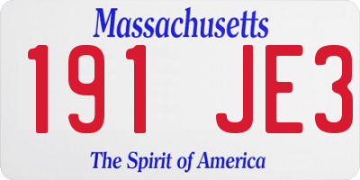 MA license plate 191JE3