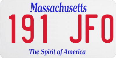 MA license plate 191JF0