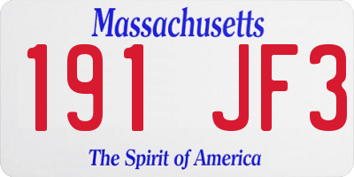 MA license plate 191JF3