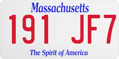 MA license plate 191JF7