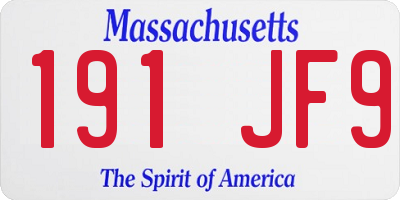 MA license plate 191JF9