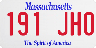 MA license plate 191JH0