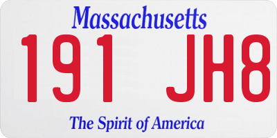 MA license plate 191JH8