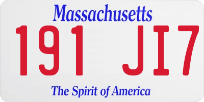 MA license plate 191JI7