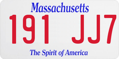 MA license plate 191JJ7