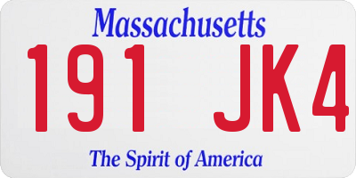 MA license plate 191JK4