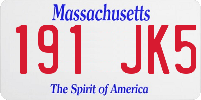 MA license plate 191JK5