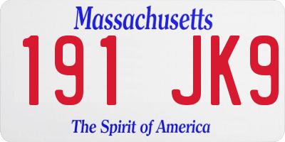 MA license plate 191JK9
