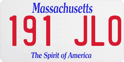 MA license plate 191JL0