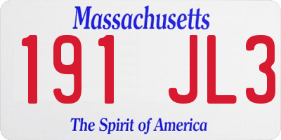 MA license plate 191JL3