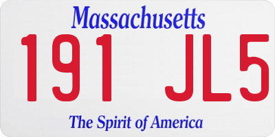 MA license plate 191JL5