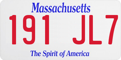 MA license plate 191JL7