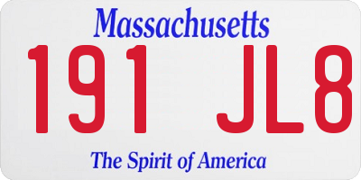 MA license plate 191JL8