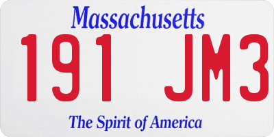 MA license plate 191JM3