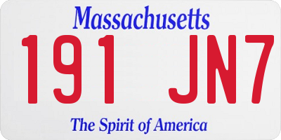 MA license plate 191JN7