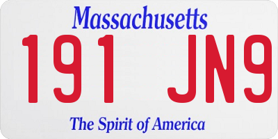 MA license plate 191JN9