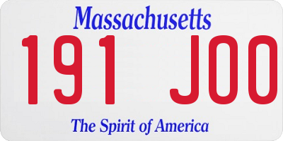 MA license plate 191JO0
