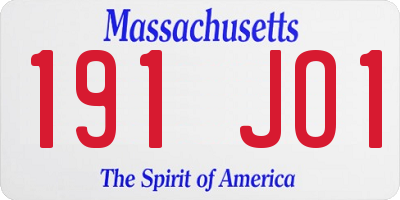 MA license plate 191JO1