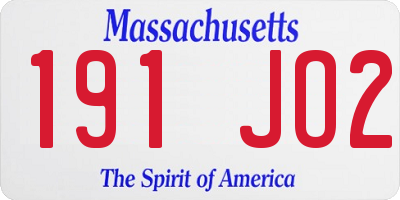 MA license plate 191JO2