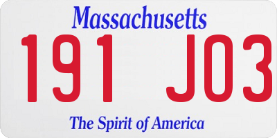 MA license plate 191JO3