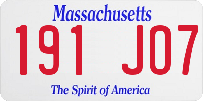 MA license plate 191JO7