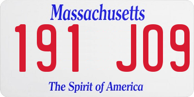 MA license plate 191JO9