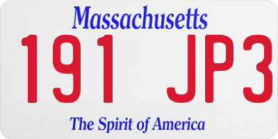 MA license plate 191JP3