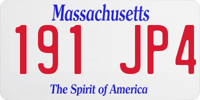 MA license plate 191JP4
