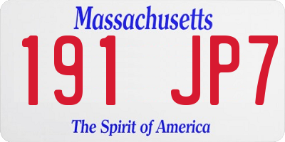 MA license plate 191JP7