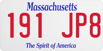 MA license plate 191JP8