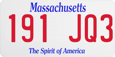 MA license plate 191JQ3