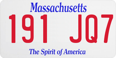 MA license plate 191JQ7