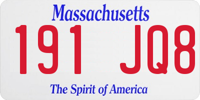 MA license plate 191JQ8