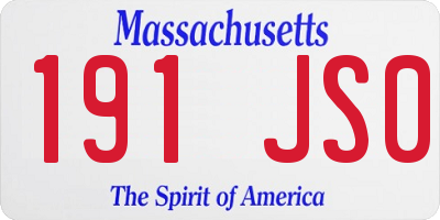MA license plate 191JS0