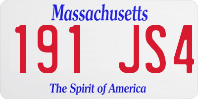 MA license plate 191JS4