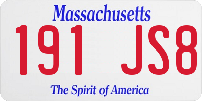 MA license plate 191JS8