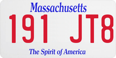 MA license plate 191JT8