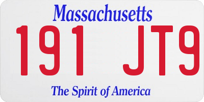 MA license plate 191JT9