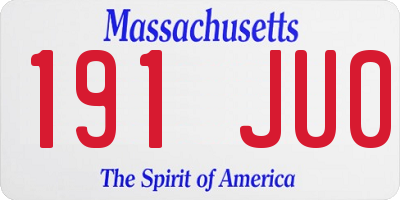 MA license plate 191JU0