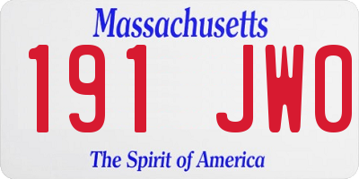 MA license plate 191JW0