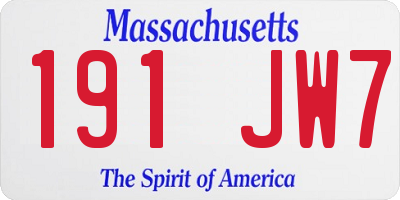 MA license plate 191JW7