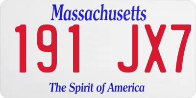 MA license plate 191JX7