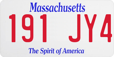MA license plate 191JY4