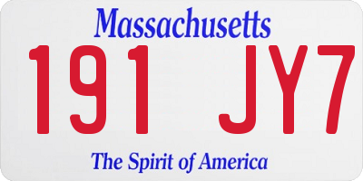 MA license plate 191JY7