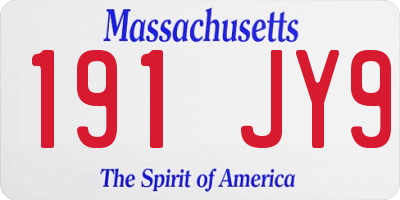 MA license plate 191JY9