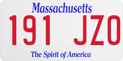 MA license plate 191JZ0